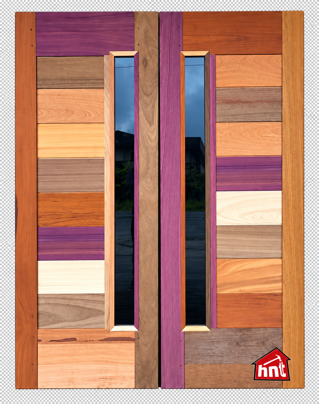 mix hout gestreept met lang glas